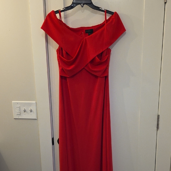 Donna Karan Dresses & Skirts - Donna Karan Red Off-Shoulder Draped Evening Gown